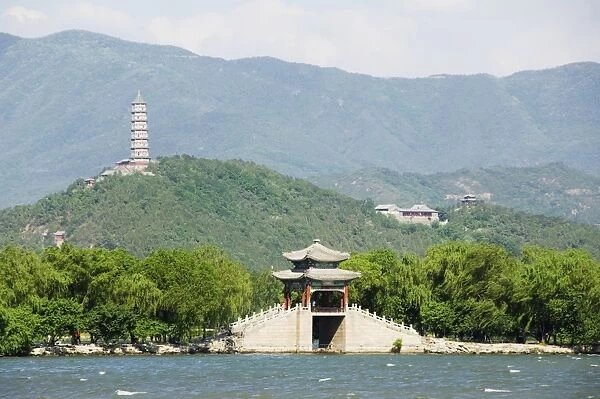 Pagoda on Yuquan Mountain seen across Kunming Lake at Yihe Yuan (The Summer Palace)