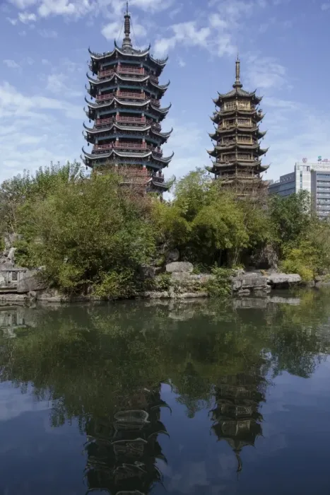 Framed Print : Two Pagodas Park, Guilin, Guangxi, China, Asia Framed Print : Two Pagodas Park, Guilin, Guangxi, China, Asia