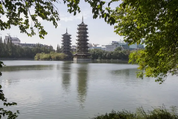 Framed Print : Two Pagodas Park, Guilin, Guangxi, China, Asia Framed Print : Two Pagodas Park, Guilin, Guangxi, China, Asia
