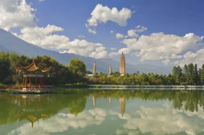 Framed Print : Three Pagodas Reflection Park, Dali Old Town, Yunnan Province, China, Asia Framed Print : Three Pagodas Reflection Park, Dali Old Town, Yunnan Province, China, Asia