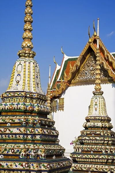 Pagodas at Wat Pho Temple, Rattanakosin District, Bangkok, Thailand, Southeast Asia, Asia