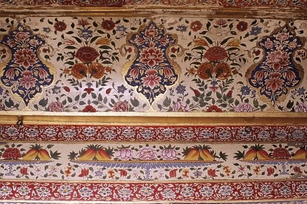 Detail of painted ceiling in the Sultan Mahal