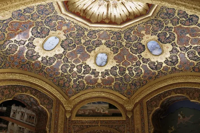 Framed Print : Detail of painted and gilded ceiling in the public reception area Framed Print : Detail of painted and gilded ceiling in the public reception area