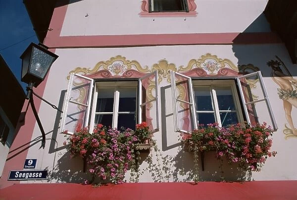 Detail of painted house, Zell am See, Austria, Europe