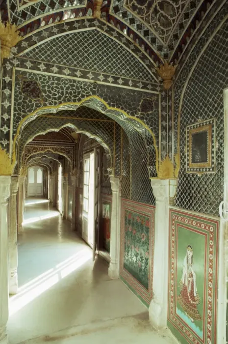 Framed Print : Detail of one of the painted and mirrored corridors Framed Print : Detail of one of the painted and mirrored corridors