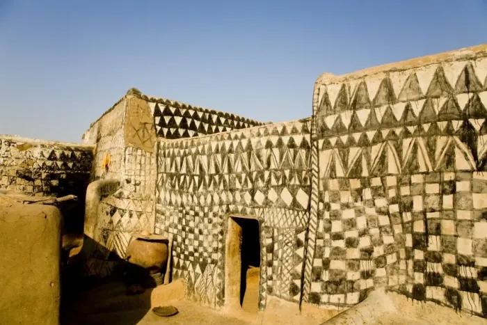 Framed Print : Painted mud house in Tangassogo Village, near the border of Ghana, Burkina Faso Framed Print : Painted mud house in Tangassogo Village, near the border of Ghana, Burkina Faso