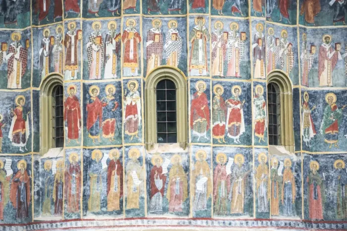 Framed Print : Painted murals at Sucevita Monastery, a Gothic church, one of the Painted Churches Framed Print : Painted murals at Sucevita Monastery, a Gothic church, one of the Painted Churches