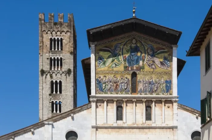 Framed Print : Painted panel above the entrance, San Frediano, Lucca, Tuscany, Italy, Europe Framed Print : Painted panel above the entrance, San Frediano, Lucca, Tuscany, Italy, Europe