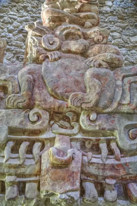 Framed Print : Painted stucco frieze, 55 feet long, inside Structure I, Classic Period, Balamku