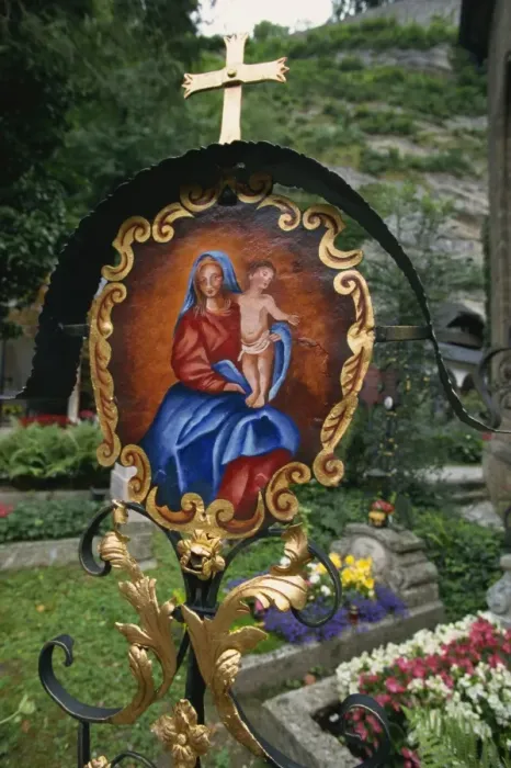 Framed Print : Painted tomb plate, St. Peters Cemetery, Salzburg, Austria, Europe Framed Print : Painted tomb plate, St. Peters Cemetery, Salzburg, Austria, Europe