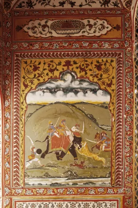 Framed Print : Detail of a painted wall in the public reception area Framed Print : Detail of a painted wall in the public reception area