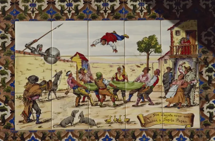 Framed Print : Painted wall tiles of Don Quixote, Toledo, Castilla La Mancha, Spain, Europe Framed Print : Painted wall tiles of Don Quixote, Toledo, Castilla La Mancha, Spain, Europe