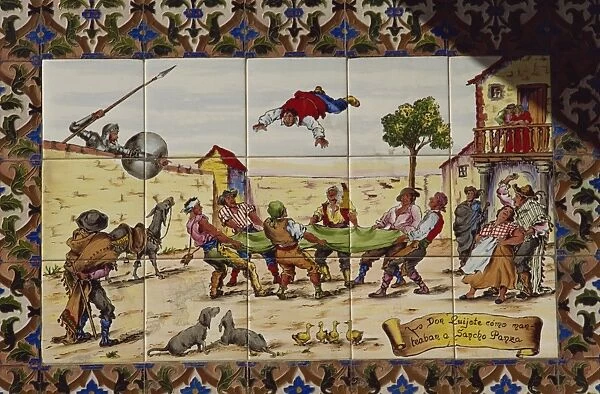 Painted wall tiles of Don Quixote, Toledo, Castilla La Mancha, Spain, Europe