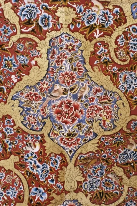 Framed Print : Detail of the painted walls in the public reception area