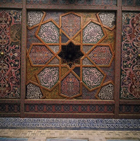 Painted wooden ceiling, Tash-Khaili Palace, Khiva, Uzbekistan, C