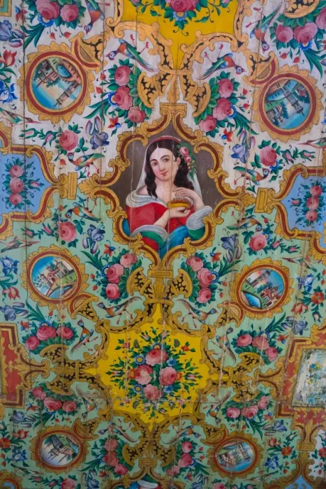 Framed Print : Painted woodwork on the ceiling, Pavilion, Bagh-e Narajestan (Citrus Garden), Shiraz Framed Print : Painted woodwork on the ceiling, Pavilion, Bagh-e Narajestan (Citrus Garden), Shiraz