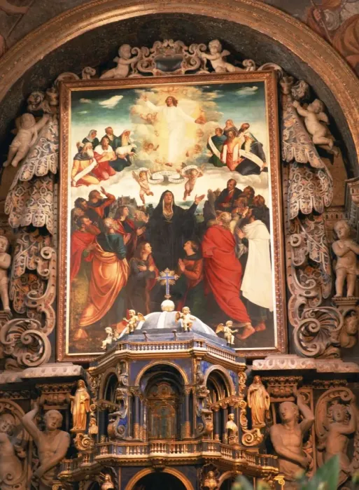 Framed Print : Painting of the Ascension by Vincenzo da Pavia, dating from 1533, above the altar of La Martorana Framed Print : Painting of the Ascension by Vincenzo da Pavia, dating from 1533, above the altar of La Martorana