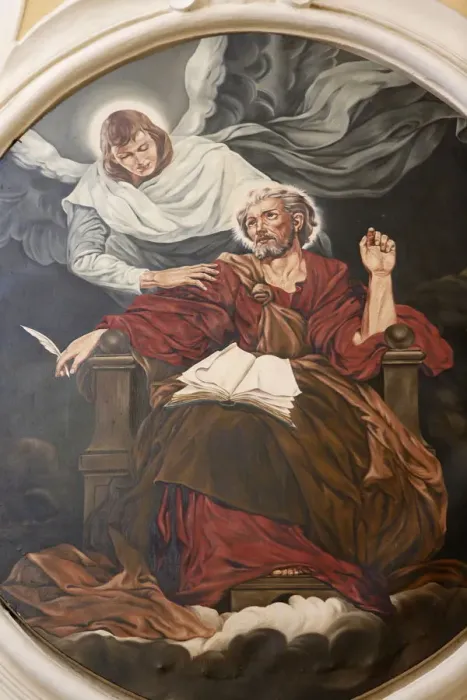 Framed Print : Painting depicting the evangelist St. Matthew in Nativita Beata Vergine Maria church Framed Print : Painting depicting the evangelist St. Matthew in Nativita Beata Vergine Maria church