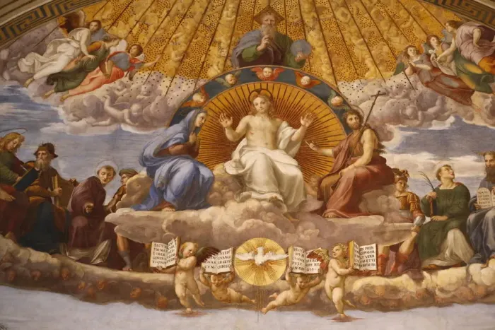 Framed Print : Painting of the Disputation over the Most Holy Sacrament, 1509-1510 Framed Print : Painting of the Disputation over the Most Holy Sacrament, 1509-1510