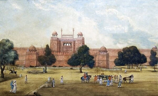 Painting of Red Fort, 19th century, Archaeological Museum, Red Fort, Delhi, India, Asia
