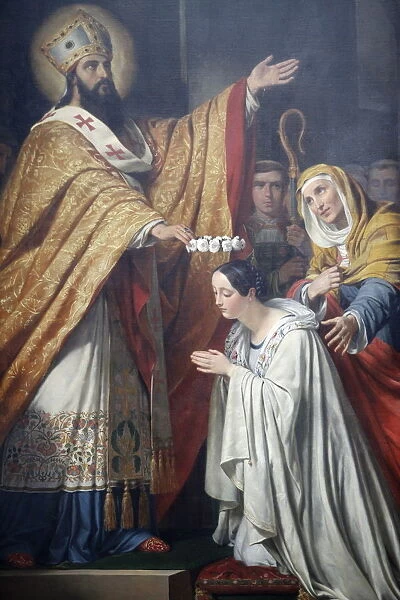 Painting of Saint Medard crowning a young virtuous girl by Louis Dupre, dating from 1837