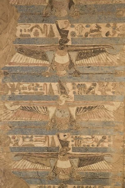 Paintings of vultures on the ceiling, Temple of Haroeris and Sobek, Kom Ombo, Egypt