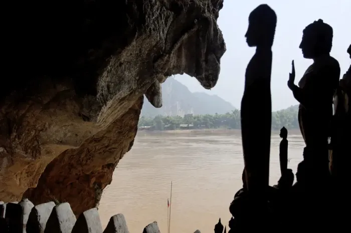 Framed Print : The Pak Ou caves, a well known Buddhist site and place of pilgrimage, 25km from Luang Prabang Framed Print : The Pak Ou caves, a well known Buddhist site and place of pilgrimage, 25km from Luang Prabang