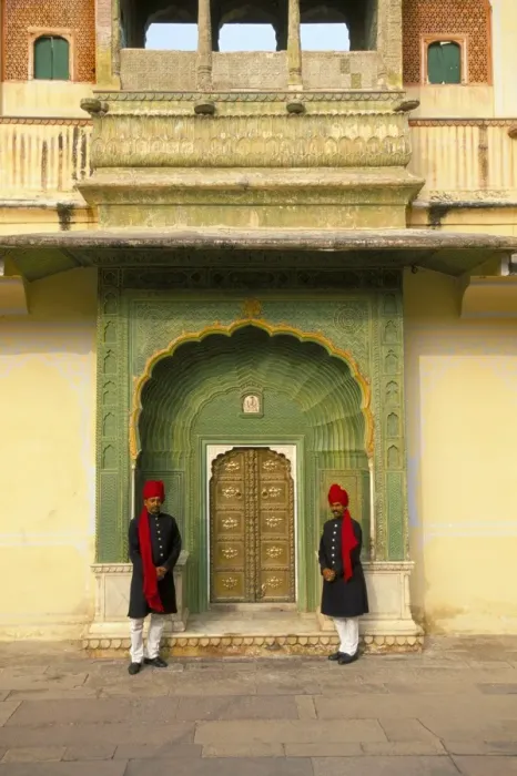 Framed Print : Palace guards in turbans at gateway Framed Print : Palace guards in turbans at gateway
