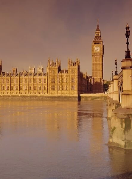 The Palace of Westminster and Big Ben (Houses of Parliament), across the River Thames