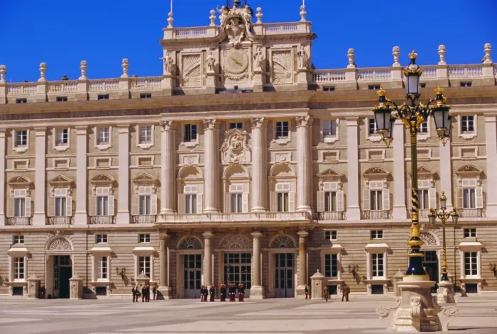 Framed Print : Palacio Real and royal guards on parade Framed Print : Palacio Real and royal guards on parade