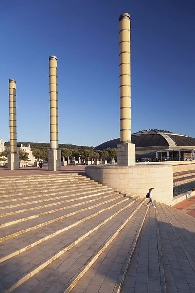 Palau Sant Jordi hall, architect Arata Isozaki, Olympic Stadium complex, Placa d Europa
