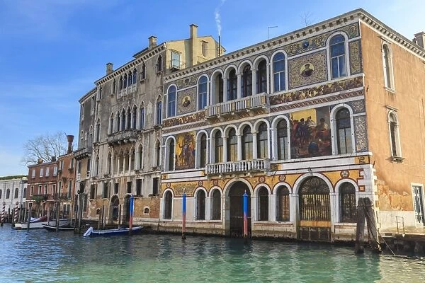Palazzo Barbaragio, bathed in afternoon sun in winter, Grand Canal, Venice, UNESCO