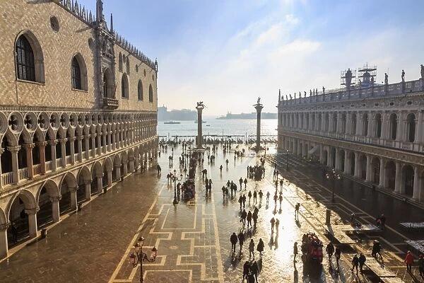 Palazzo Ducale (Doges Palace) and Piazzetta San Marco, elevated view in winter, Venice