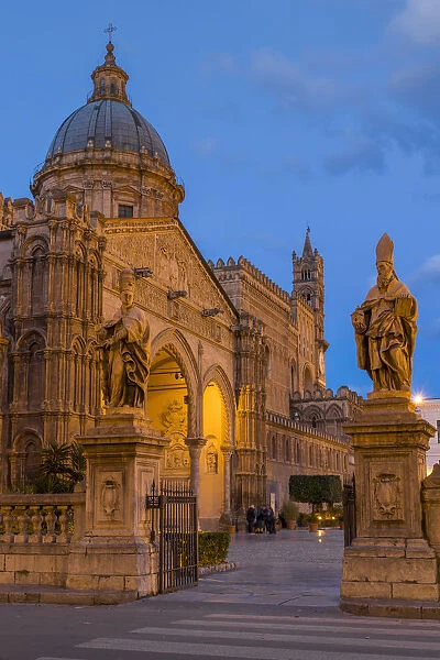 The Palermo Cathedral (UNESCO World Heritage Site) at dawn, Palermo, Sicily, Italy