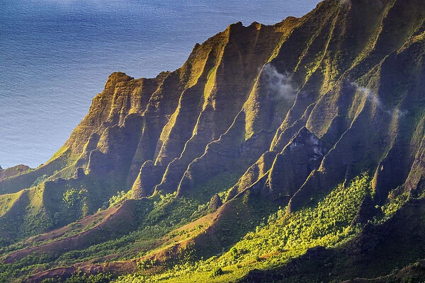 Pali sea cliffs at Kalalau lookout, Napali coast, Kokee State Park, Kauai Island, Hawaii