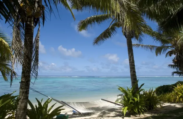 Framed Print : Palm fringed beaches, Cook Islands, South Pacific, Pacific Framed Print : Palm fringed beaches, Cook Islands, South Pacific, Pacific
