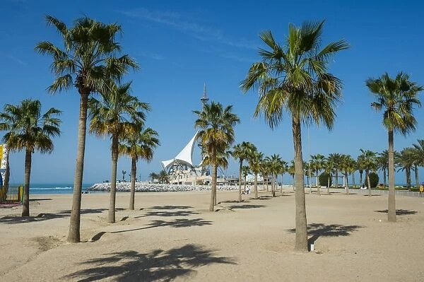 Palm fringed Marina beach, Kuwait City, Kuwait, Middle East