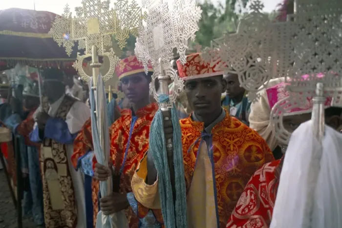 Framed Print : Palm Sunday procession, Axoum (Axum) (Aksum), Tigre region, Ethiopia, Africa