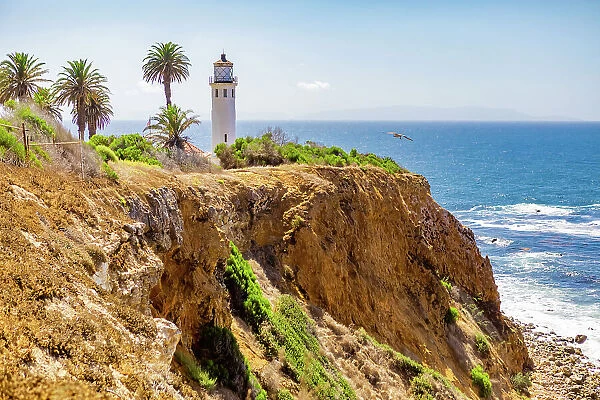 Palos Verdes coast with lighthouse, California, United States of America, North America