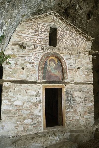 Panagia Eleoussa cave hermitage, Prespa lakes, Macedonia, Greece, Europe