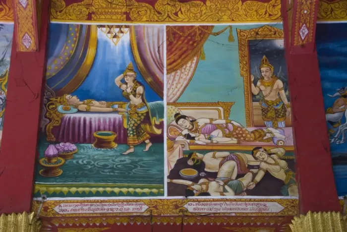 Framed Print : Panel paintings, Wat Ong Yeu, Vientiane, Laos, Indochina, Southeast Asia, Asia Framed Print : Panel paintings, Wat Ong Yeu, Vientiane, Laos, Indochina, Southeast Asia, Asia