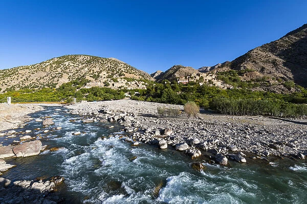 Panjshir River flowing through the Panjshir Valley, Afghanistan, Asia