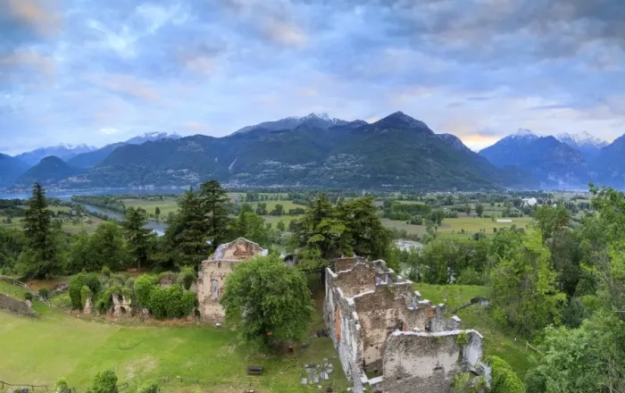 Framed Print : Panorama of ancient ruins of Fort Fuentes framed by green hills at dawn, Colico, Lecco province Framed Print : Panorama of ancient ruins of Fort Fuentes framed by green hills at dawn, Colico, Lecco province