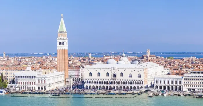 Framed Print : Panorama, Campanile tower, Palazzo Ducale (Doges Palace), Bacino di San Marco (St Framed Print : Panorama, Campanile tower, Palazzo Ducale (Doges Palace), Bacino di San Marco (St