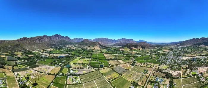 Framed Print : Panorama of Franschhoek, wine area, Western Cape Province, South Africa, Africa Framed Print : Panorama of Franschhoek, wine area, Western Cape Province, South Africa, Africa