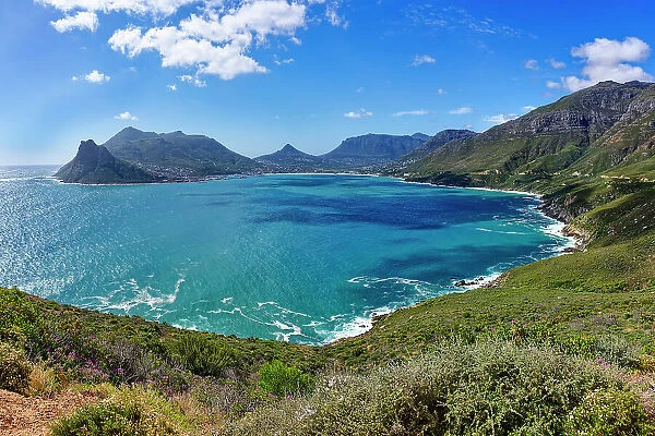 Panorama over Hout Bay and the Atlantic Ocean, Cape Town, South Africa, Africa