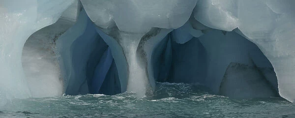 Panorama image of iceberg carved by wind and water, Nunavut and Northwest Territories