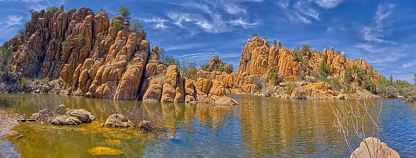 Panorama of a lagoon along the East Lake Shore Trail at Watson Lake in Prescott, Arizona
