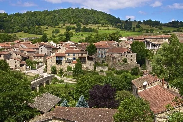 Panorama of Lavaudieu, a medieval village, Auvergne, Haute Loire, France, Europe