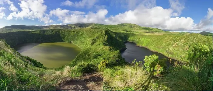 Framed Print : Panorama from Miradouro over Caldeira Negra e Lagoa Comprida, two lakes of volcanic origin on Flores island, Azores islands, Portugal, Atlantic Ocean, Europe Framed Print : Panorama from Miradouro over Caldeira Negra e Lagoa Comprida, two lakes of volcanic origin on Flores island, Azores islands, Portugal, Atlantic Ocean, Europe